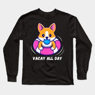 Corgi On Vacation Long Sleeve T-Shirt